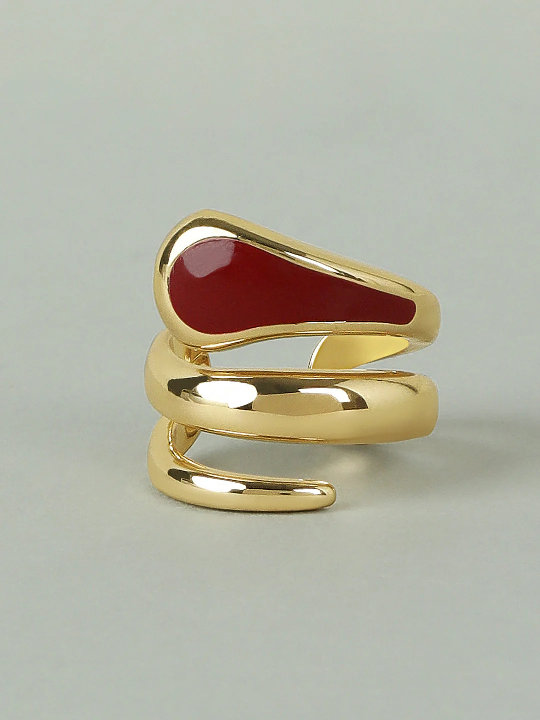 Gold & Maroon Abstract Ring - Image 2