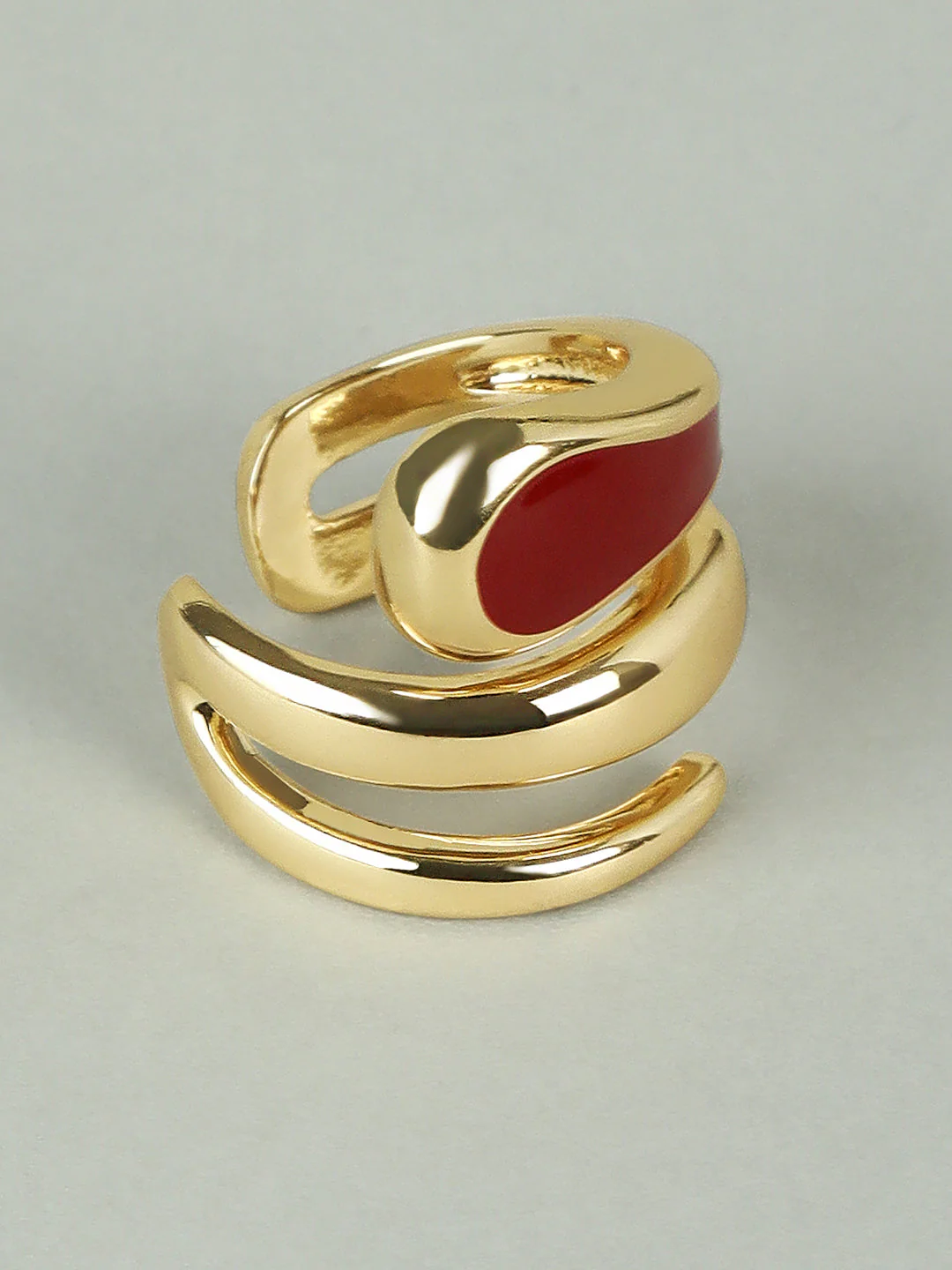 Gold & Maroon Abstract Ring - Image 3