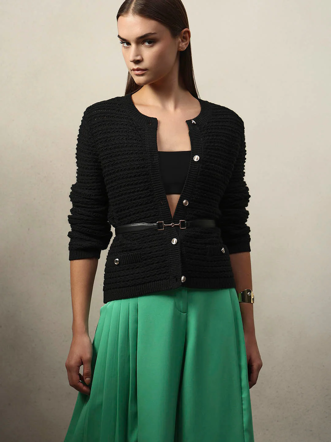 Knitted Button-Up Cardigan