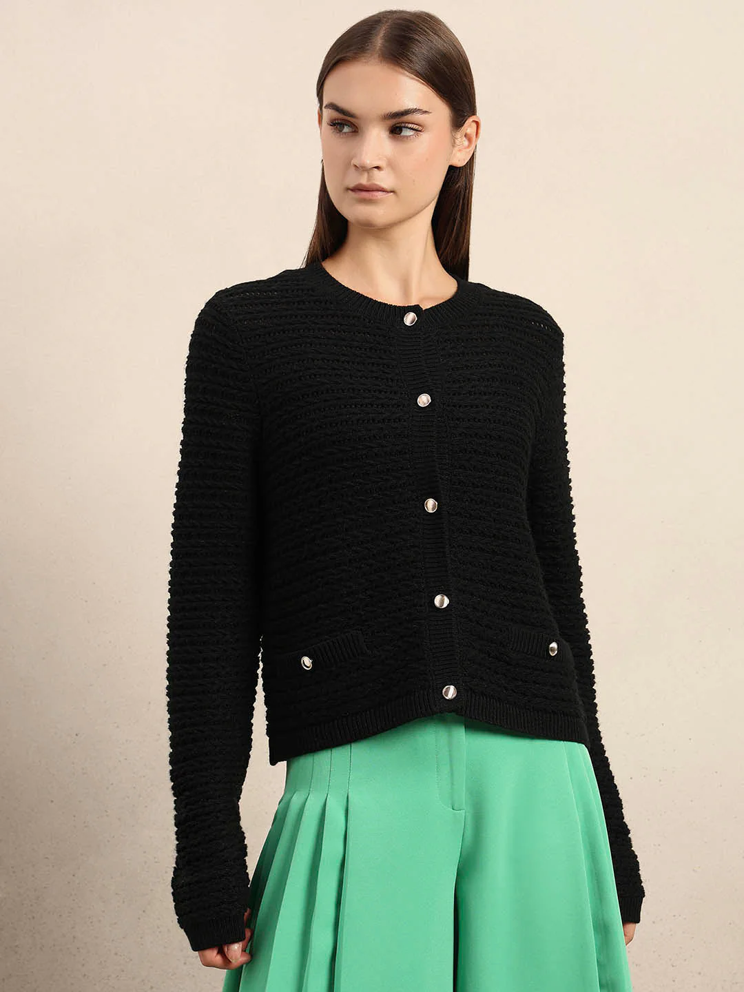 Knitted Button-Up Cardigan - Image 2