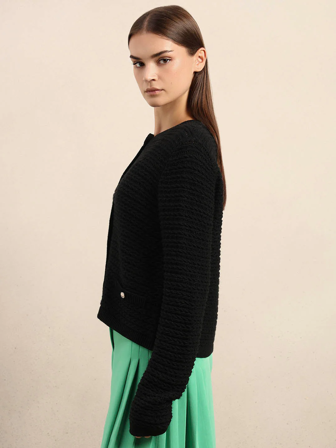 Knitted Button-Up Cardigan - Image 3