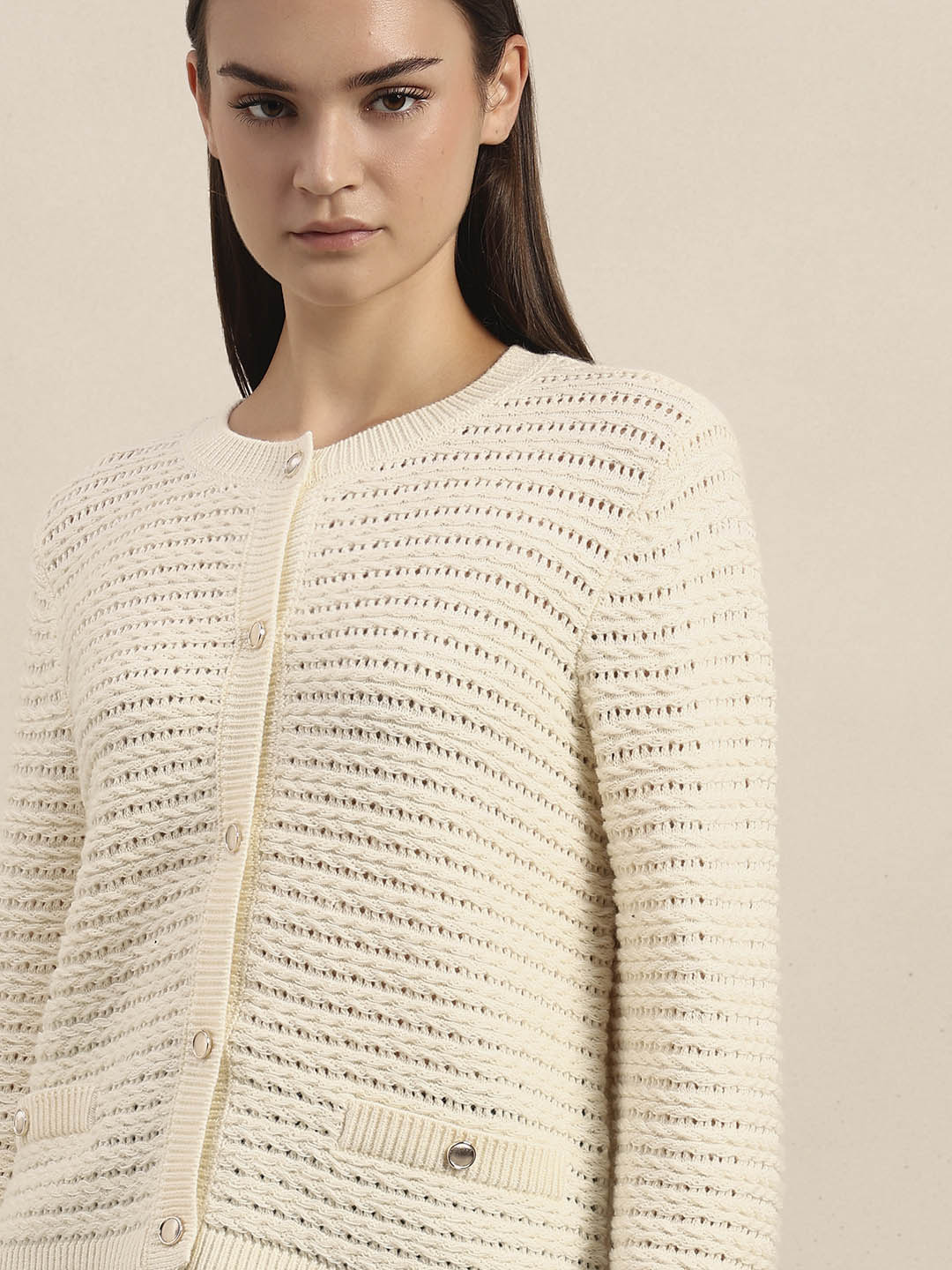 Knitted O-Neck Cardigan - Image 6