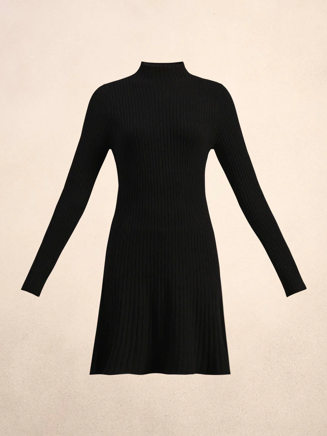 Ribbed Knitted Skater Dress - Black - Image 7