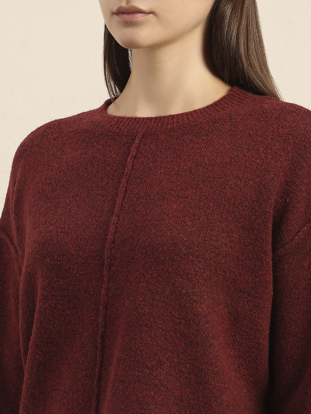 O-Neck Knitted Pullover - Red - Image 8