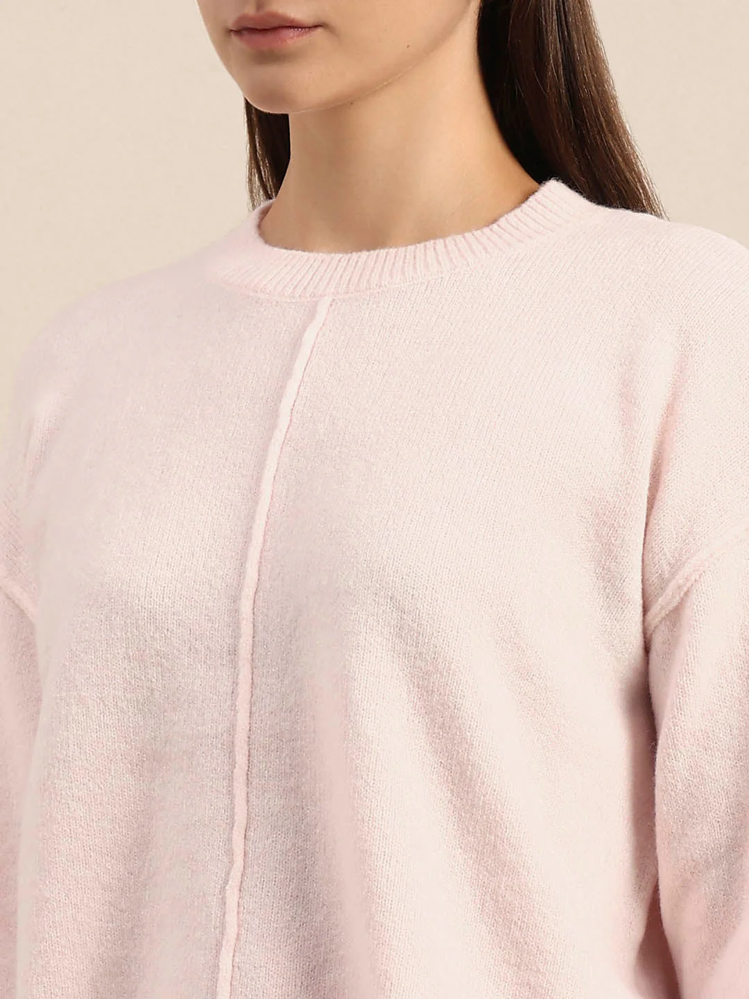 O-Neck Knitted Pullover - Light Pink - Image 8