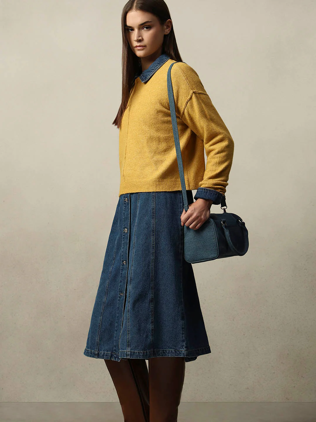 O-Neck Knitted Pullover - Mustard