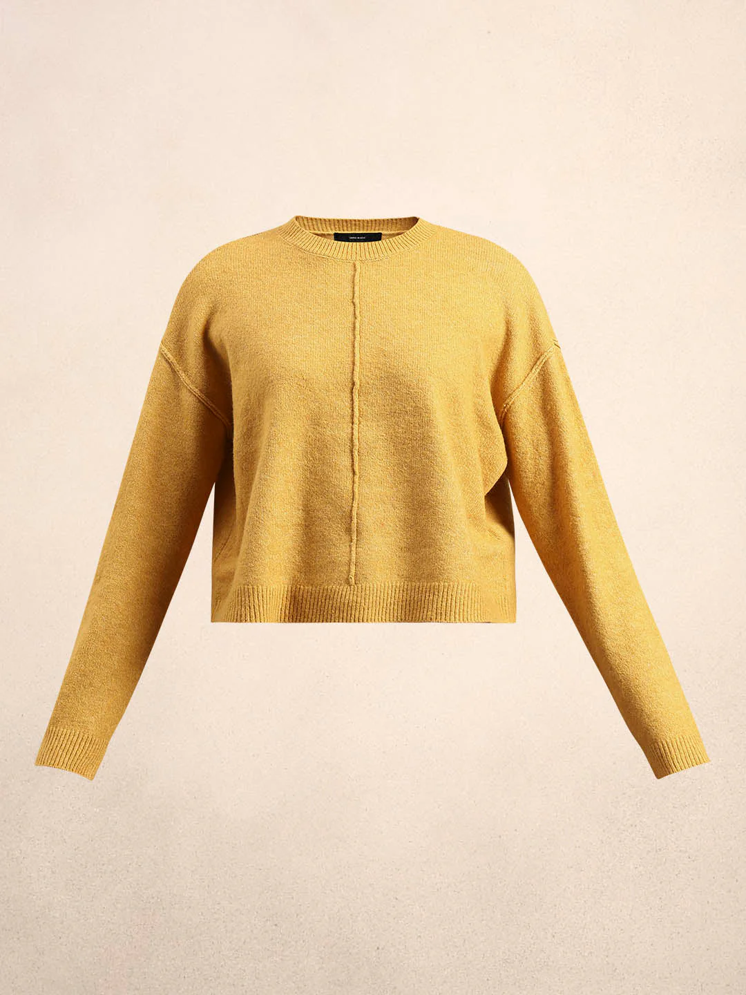 O-Neck Knitted Pullover - Mustard - Image 7