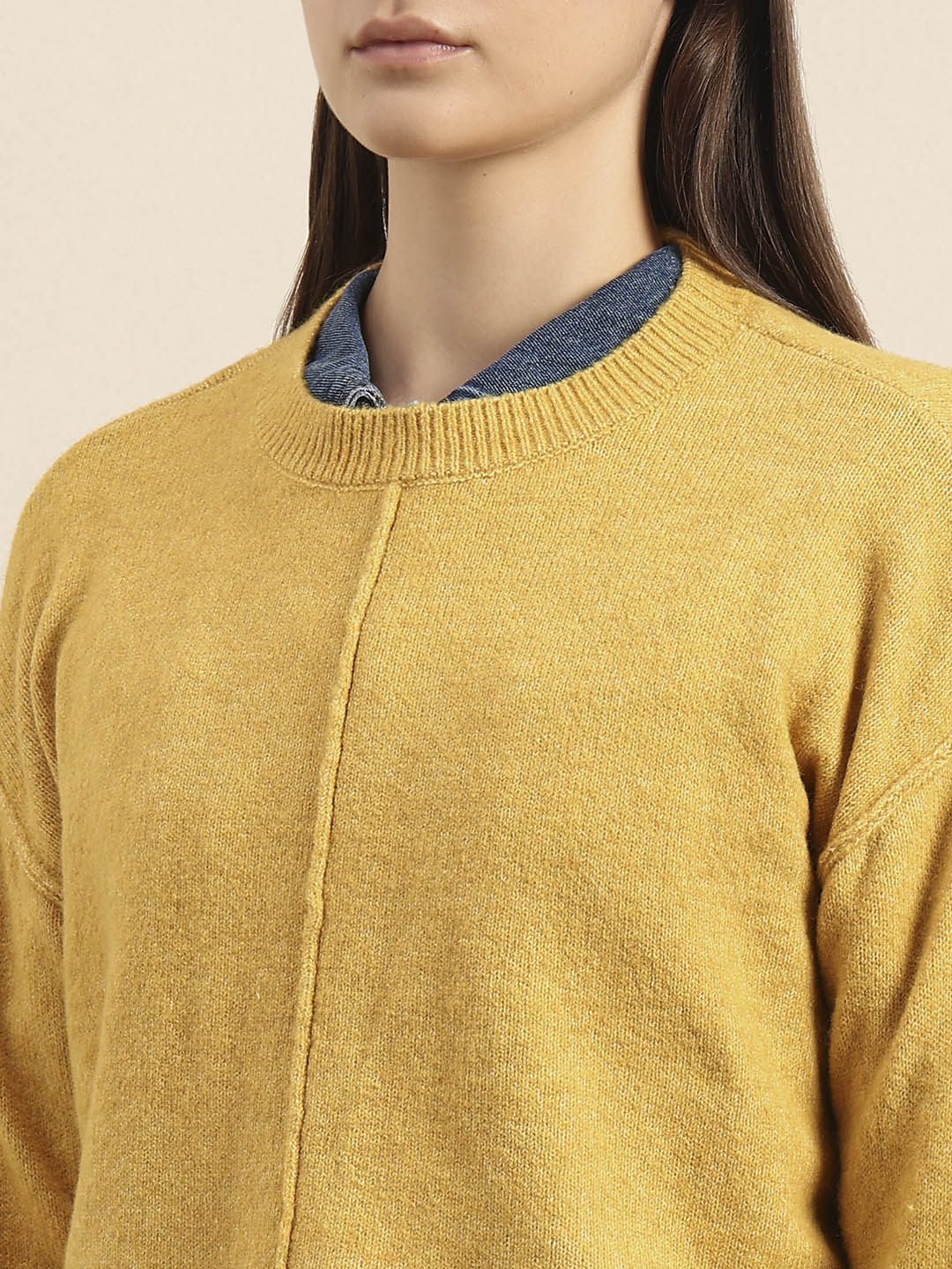O-Neck Knitted Pullover - Mustard - Image 8