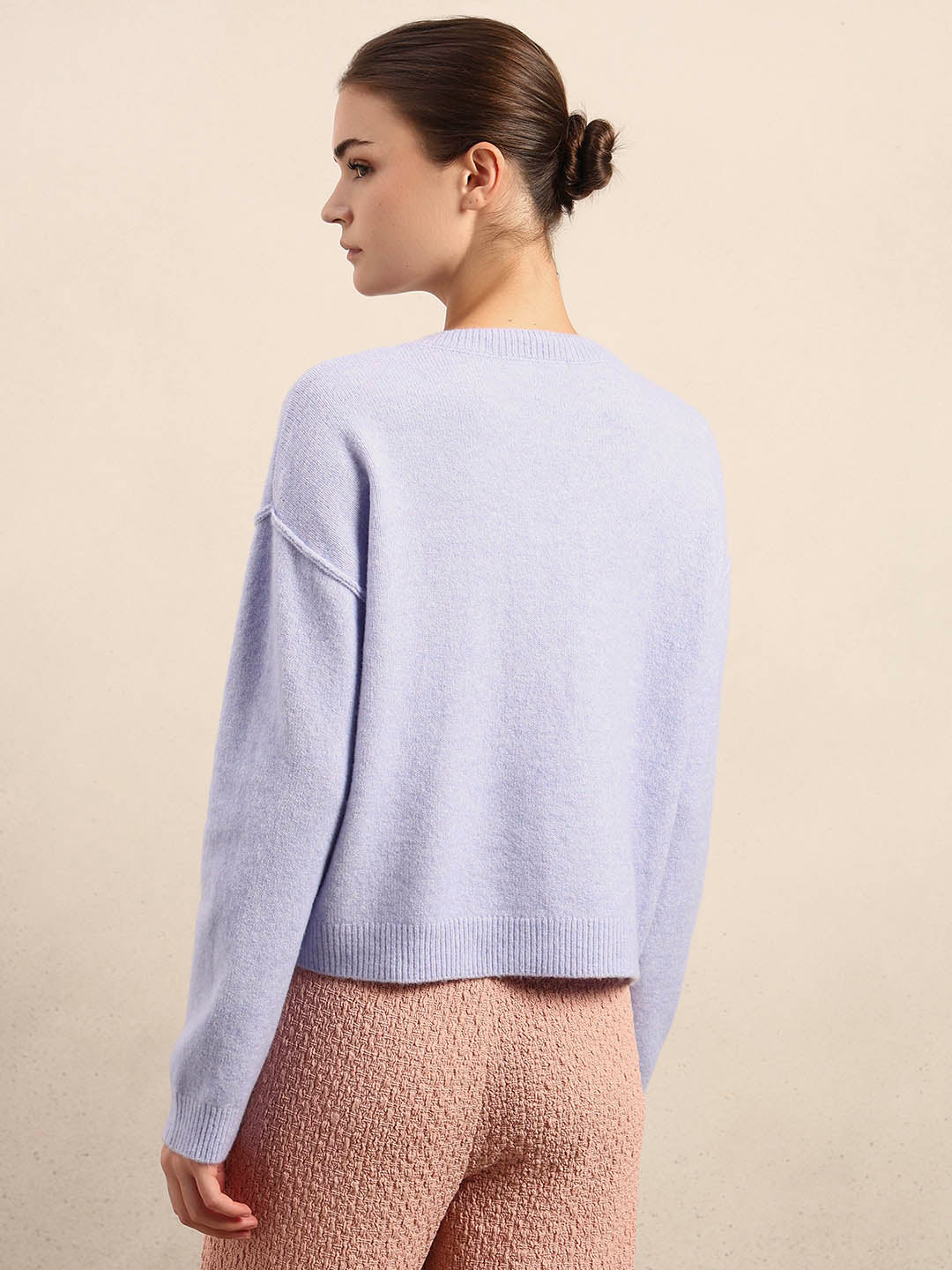 O-Neck Knitted Pullover - Lavender - Image 4