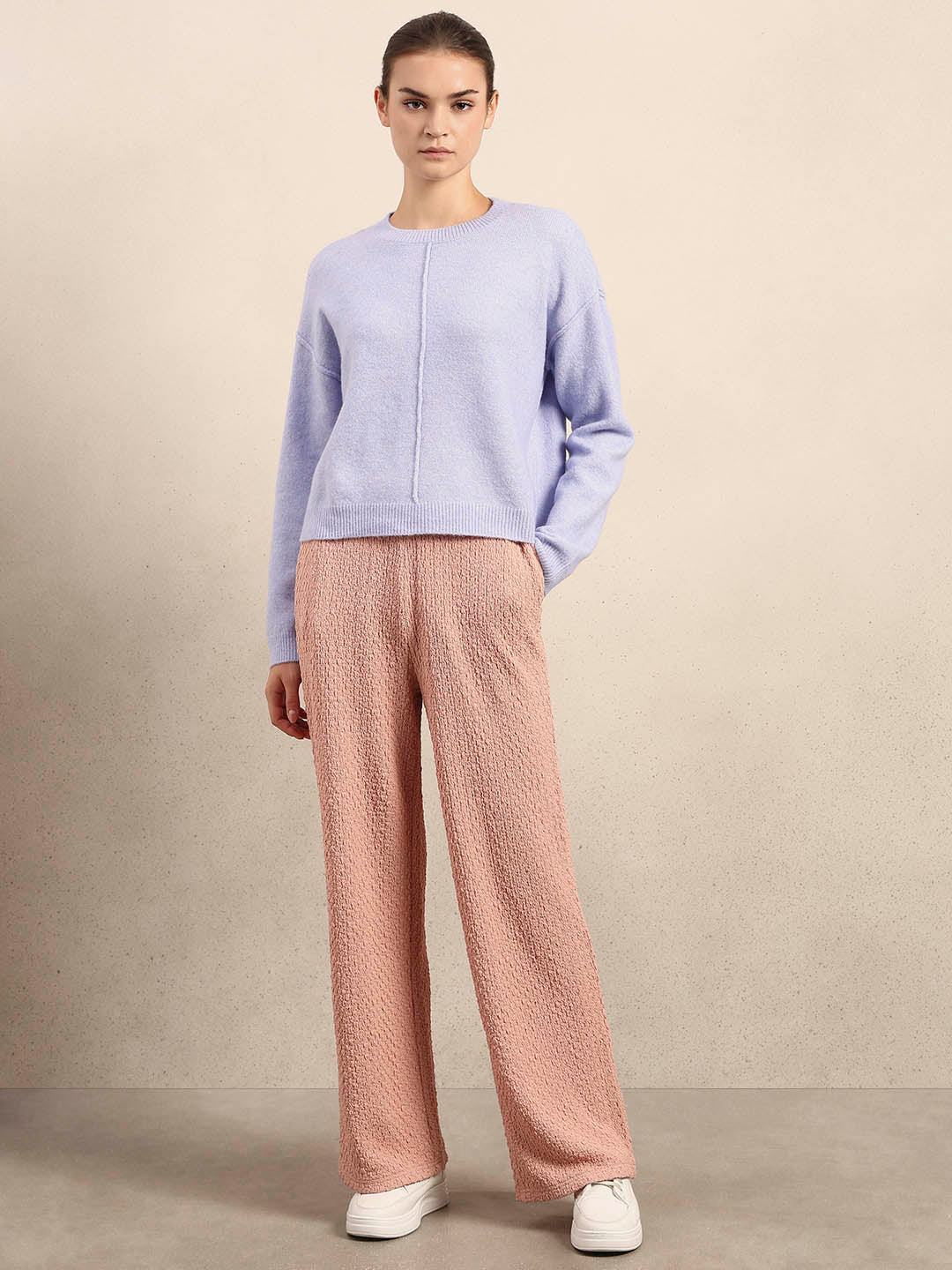 O-Neck Knitted Pullover - Lavender - Image 5