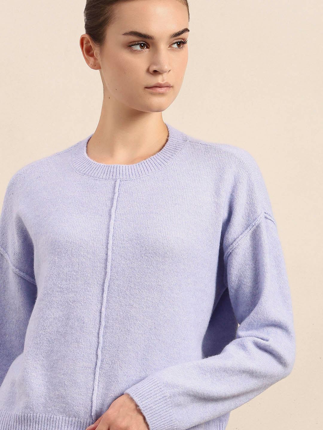 O-Neck Knitted Pullover - Lavender - Image 6