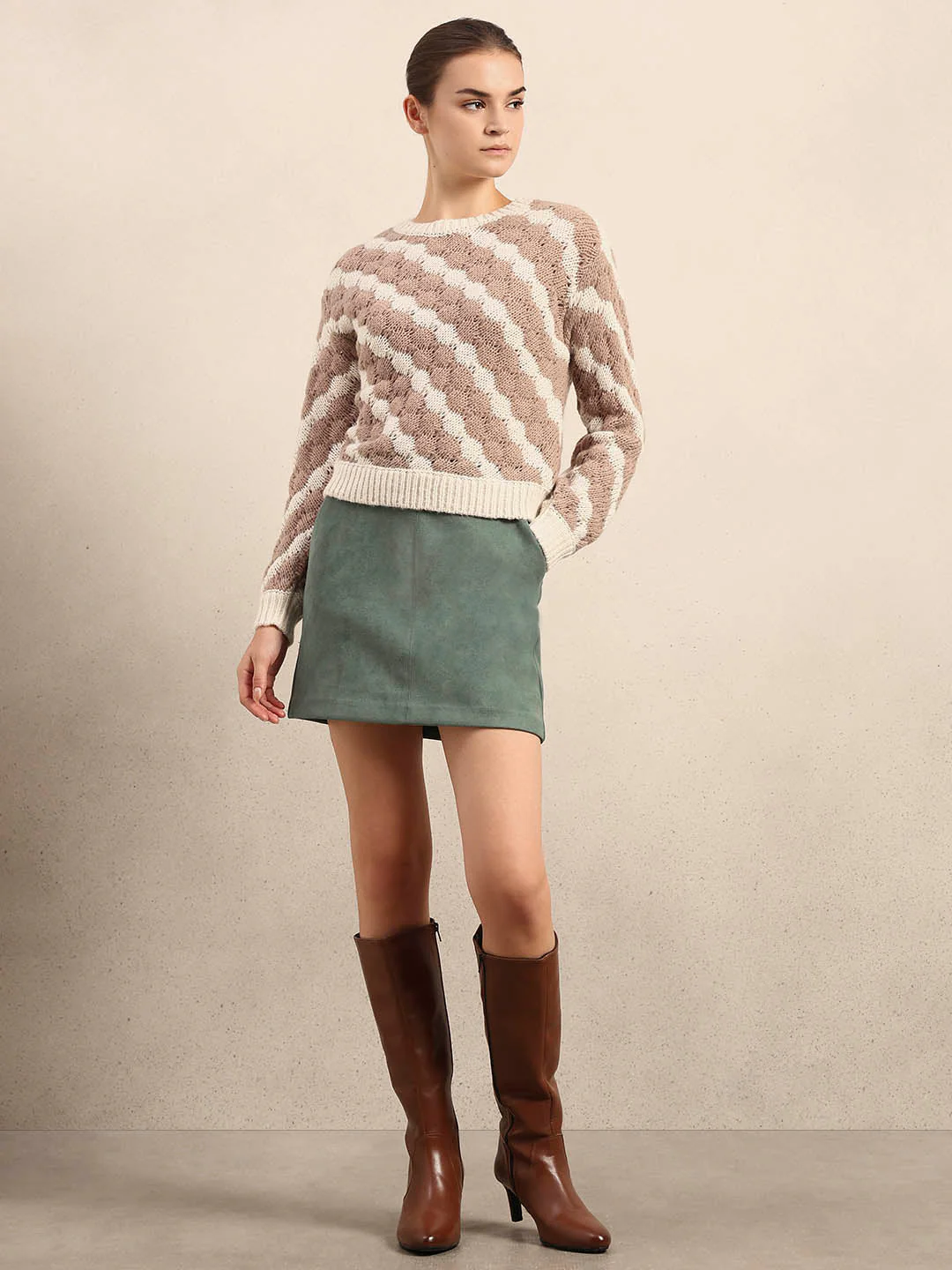 Striped Knit O-Neck Pullover - Image 5