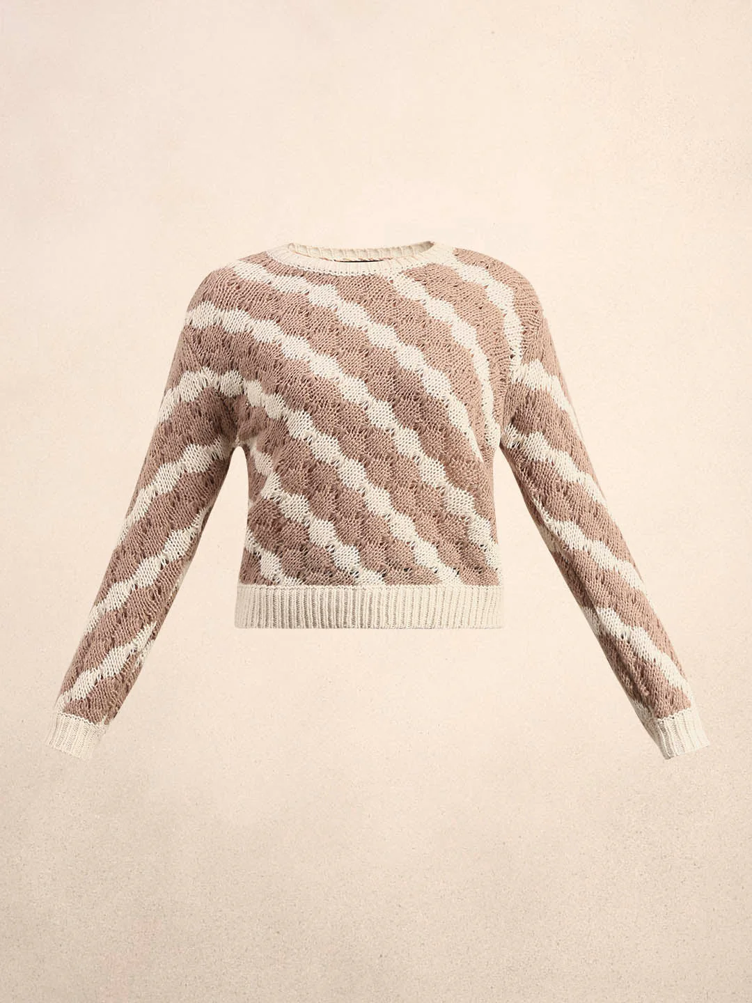 Striped Knit O-Neck Pullover - Image 7