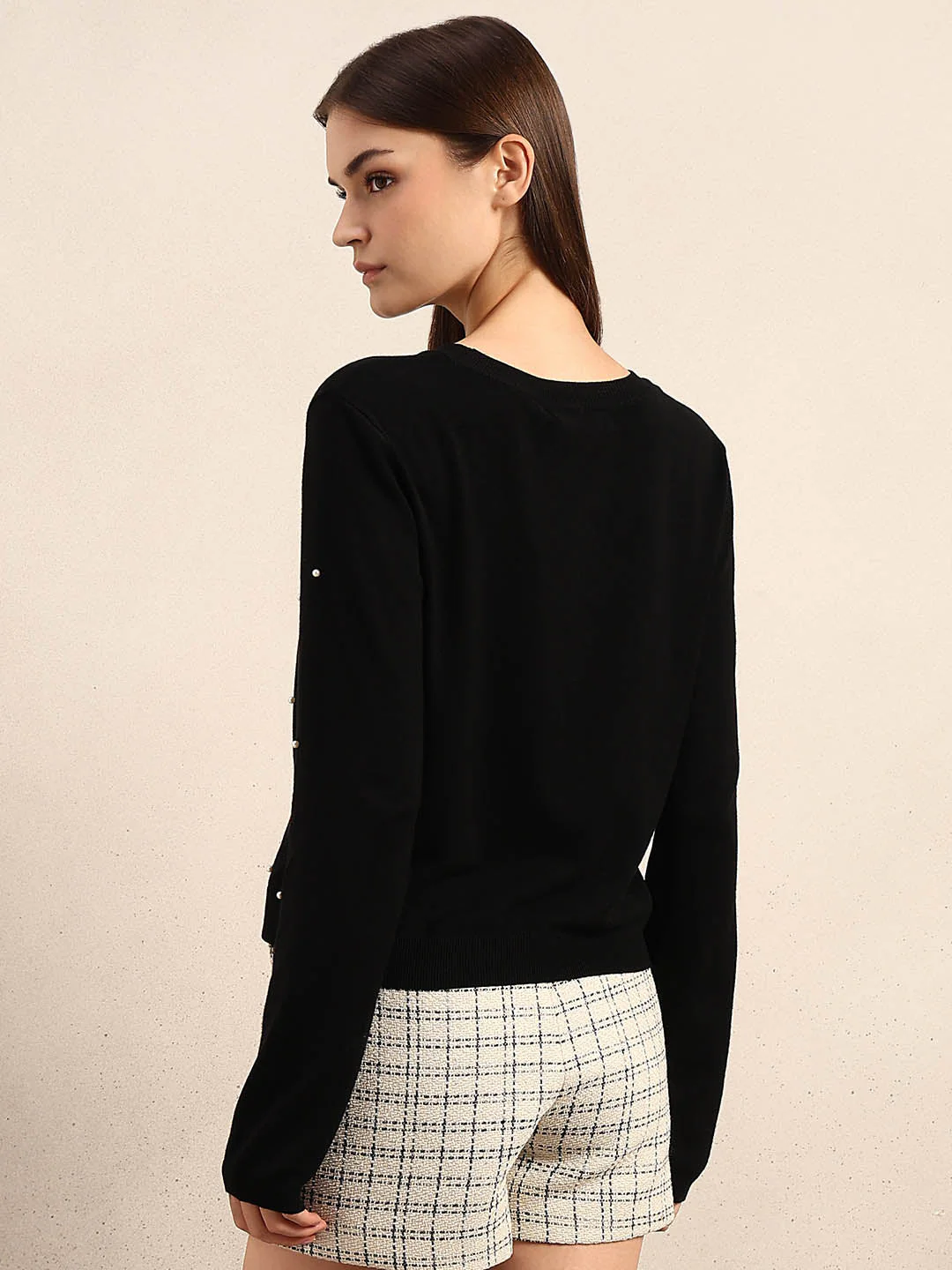 Pearl Embellished O-Neck Pullover - Image 4