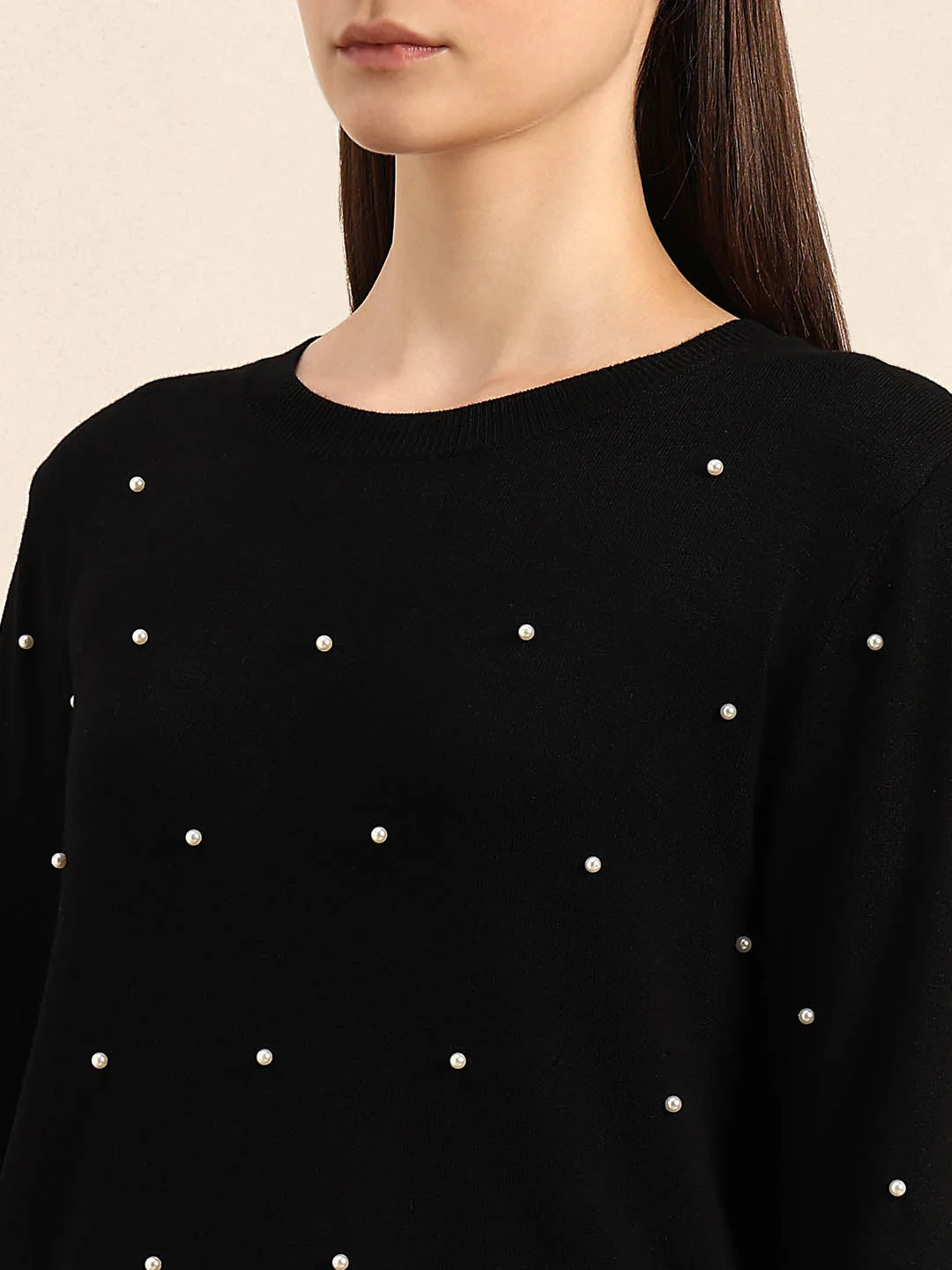 Pearl Embellished O-Neck Pullover - Image 8