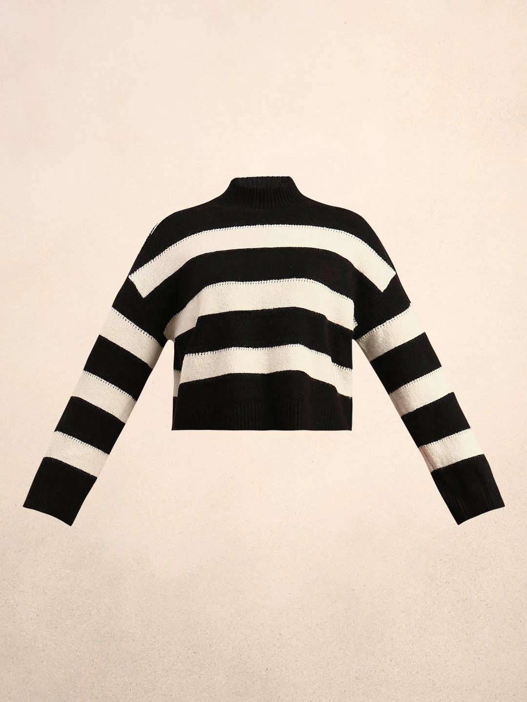 High-Neck Colourblocked Pullover - Black - Image 7