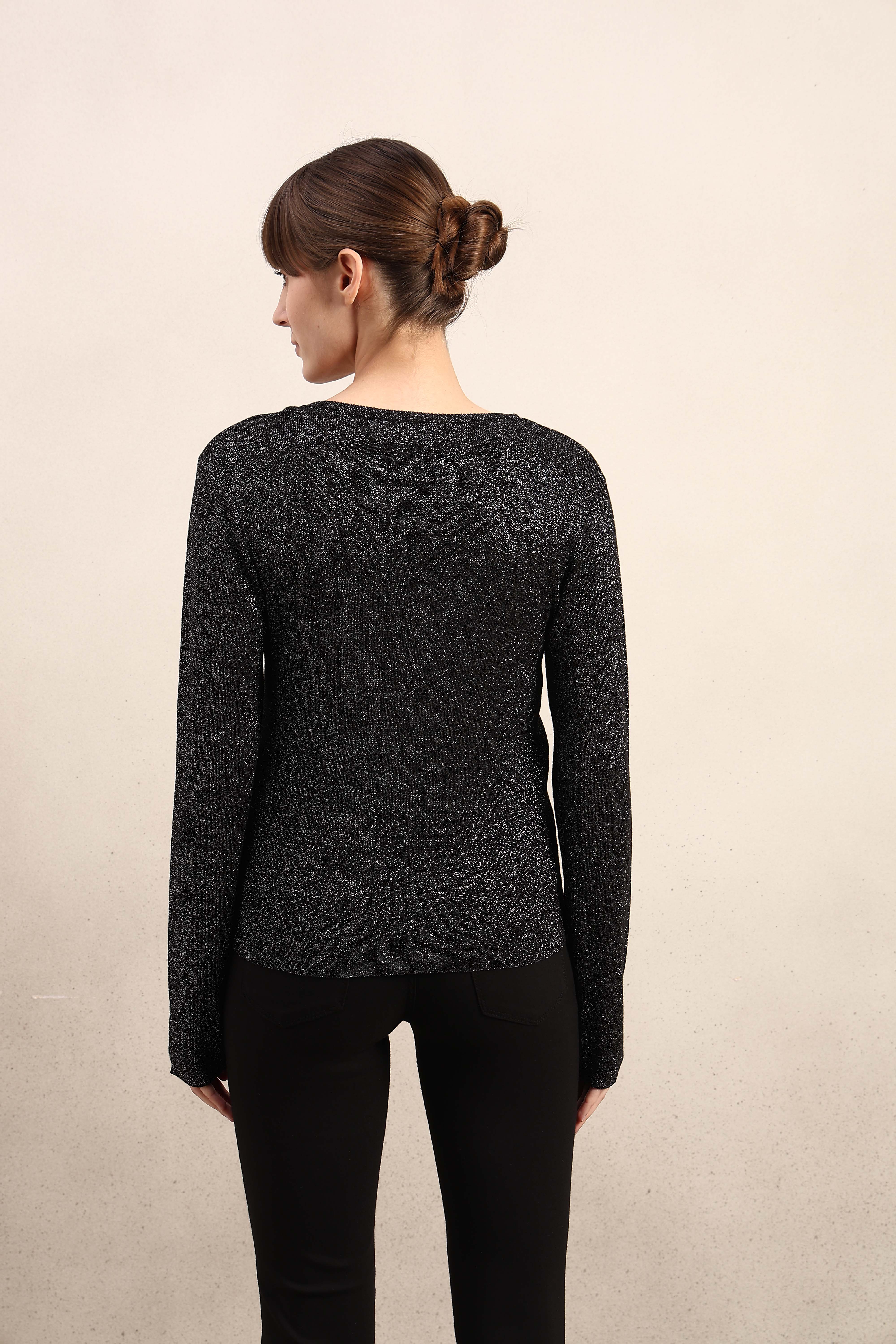 Shimmer Knitted O-Neck Top - Image 10