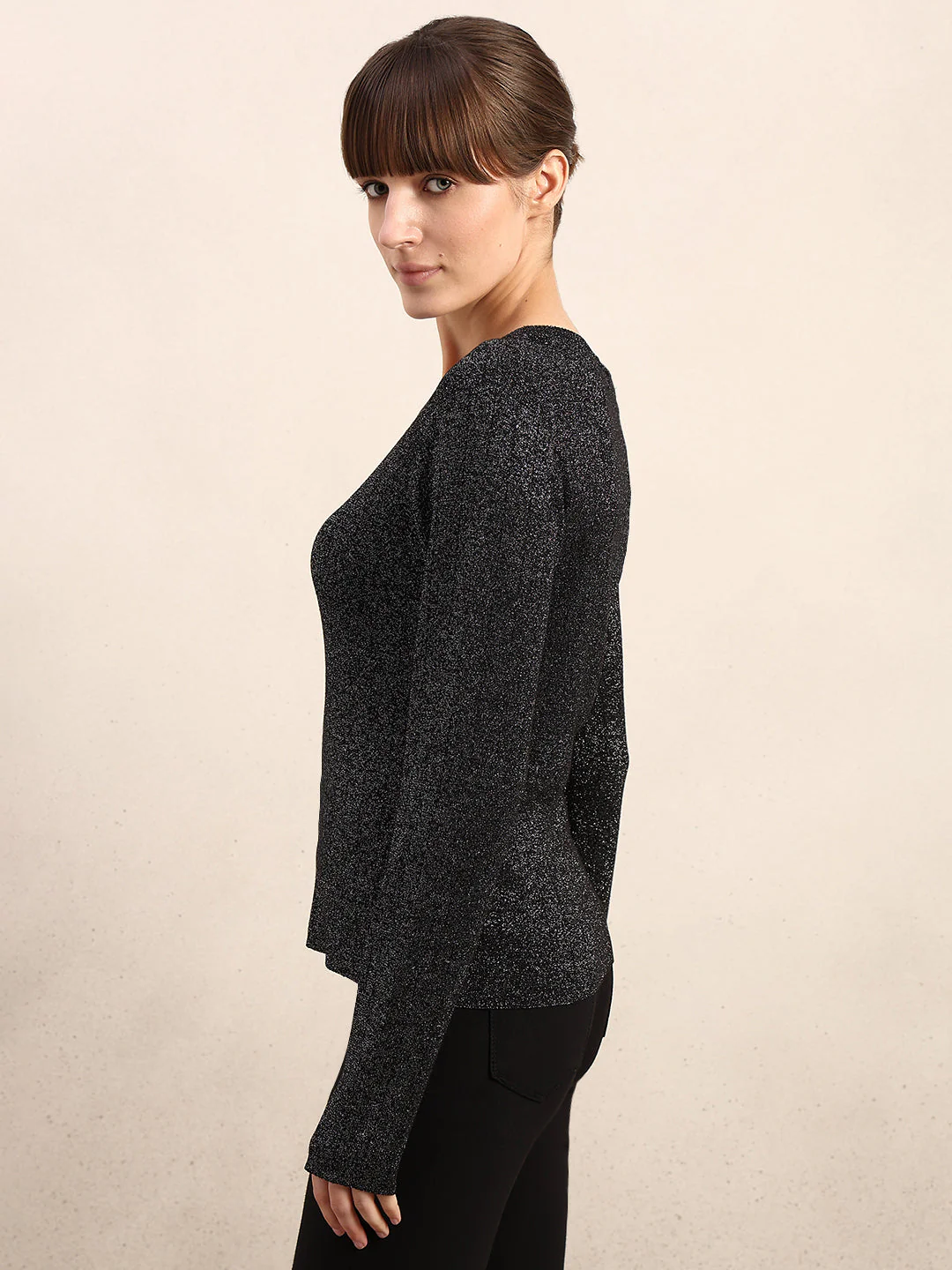 Shimmer Knitted O-Neck Top - Image 3
