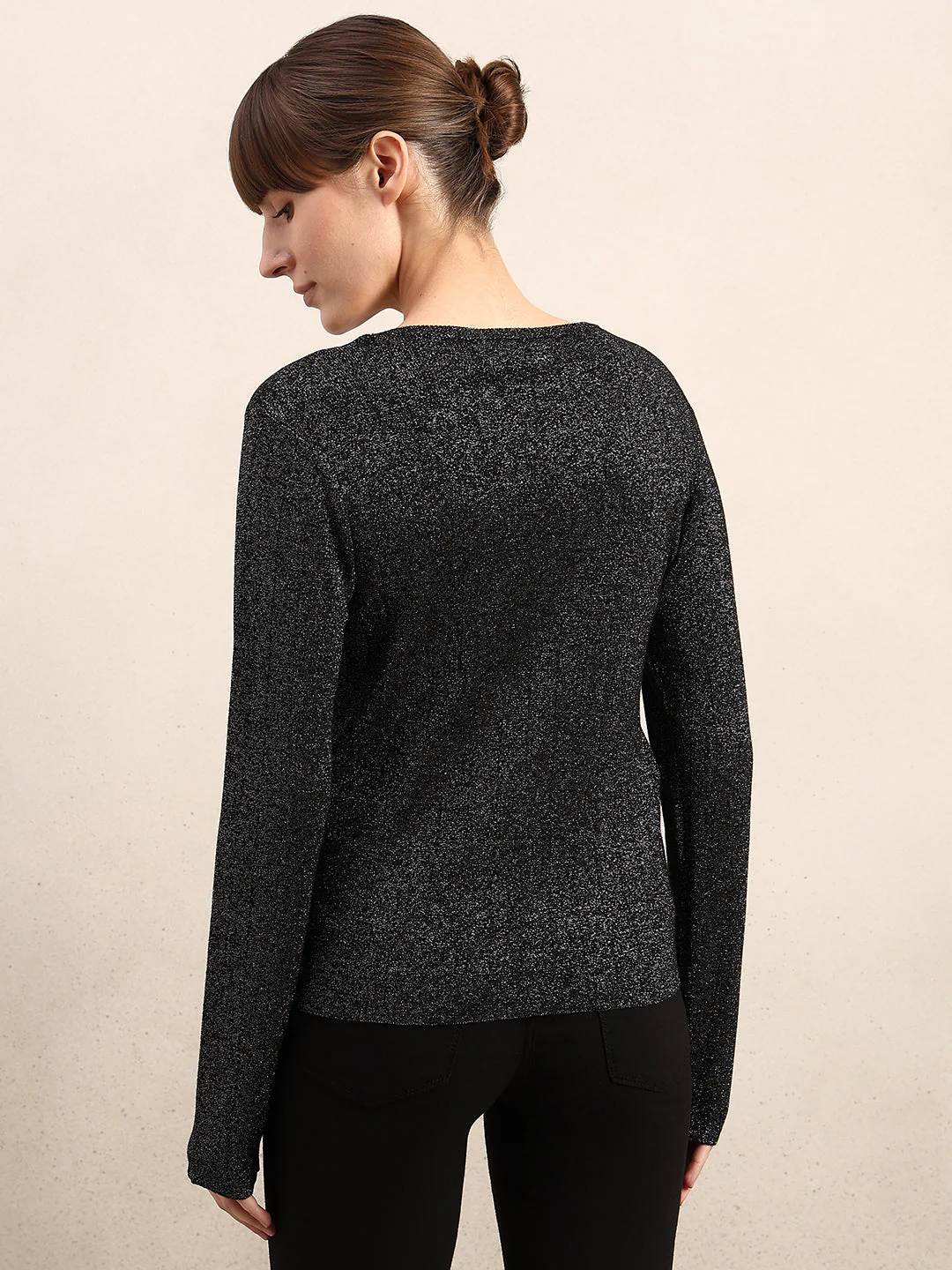 Shimmer Knitted O-Neck Top - Image 4