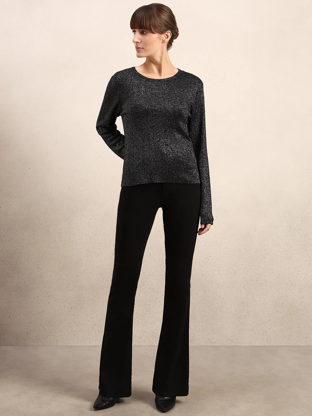 Shimmer Knitted O-Neck Top - Image 5