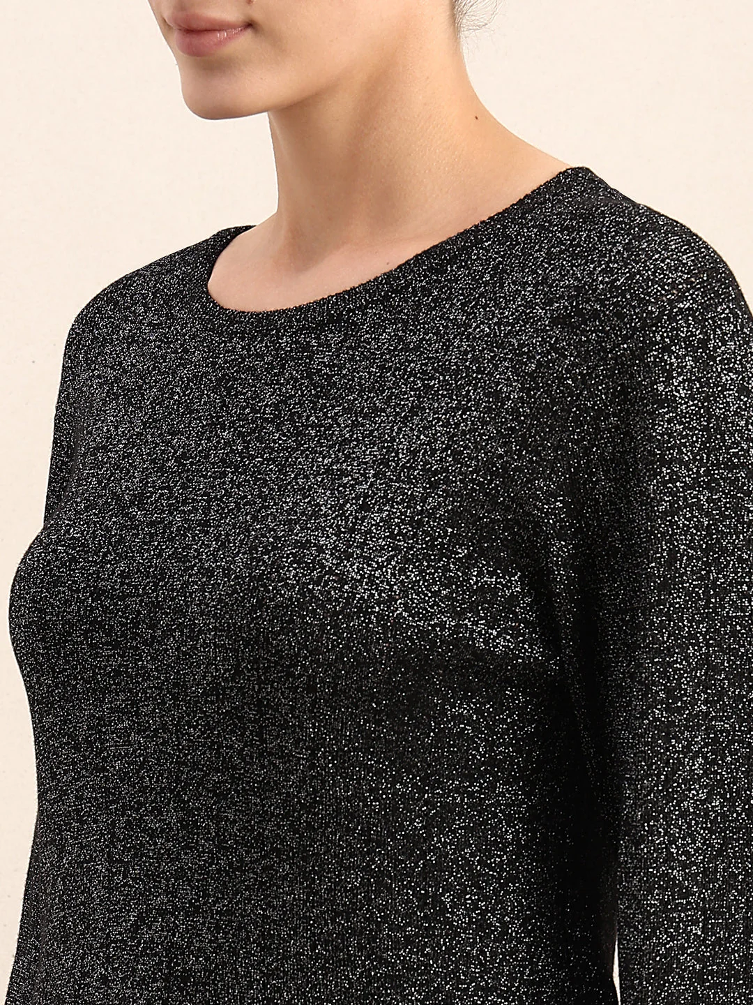 Shimmer Knitted O-Neck Top - Image 8
