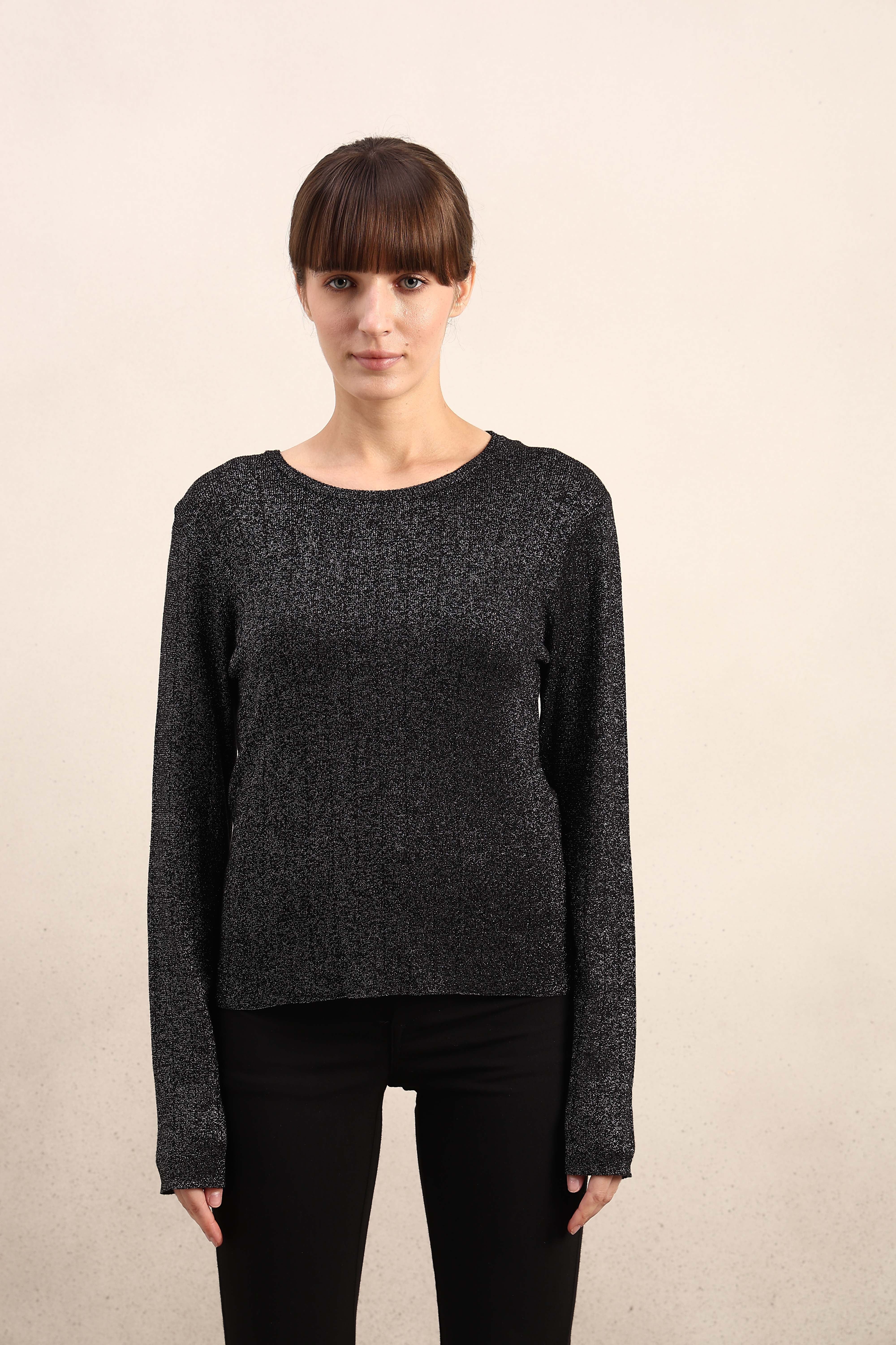 Shimmer Knitted O-Neck Top - Image 9
