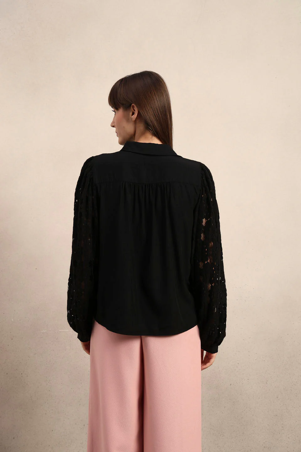 Lace Sleeves Black Shirt - Image 10