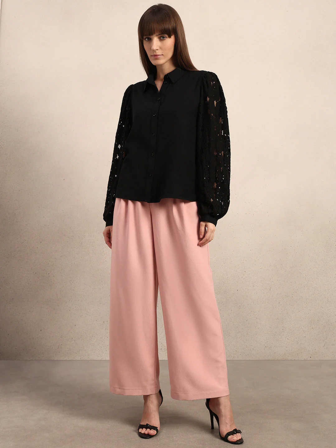 Lace Sleeves Black Shirt - Image 5