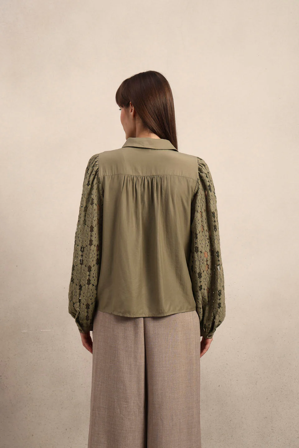 Lace Sleeves Green Shirt - Image 10