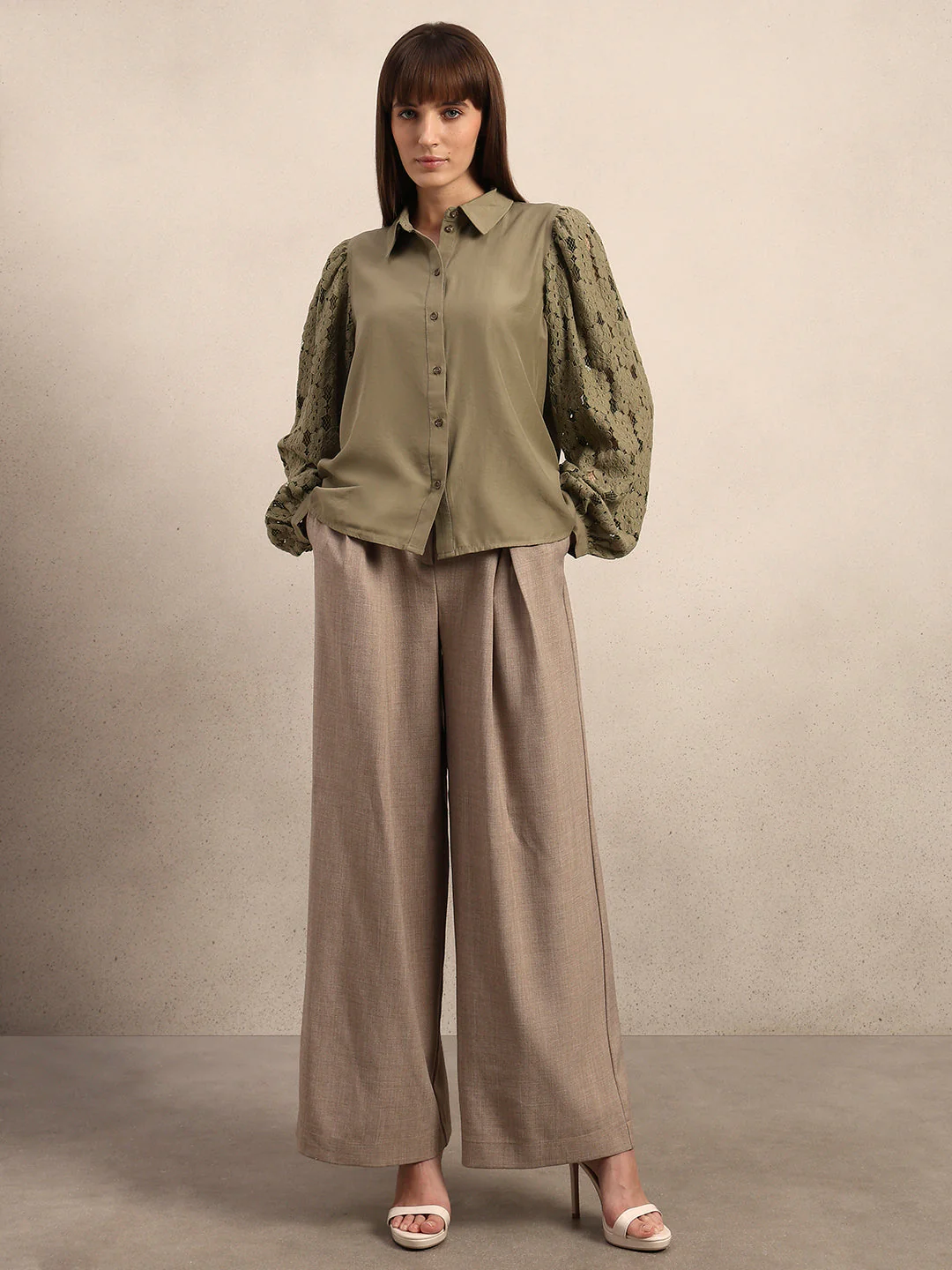 Lace Sleeves Green Shirt - Image 5