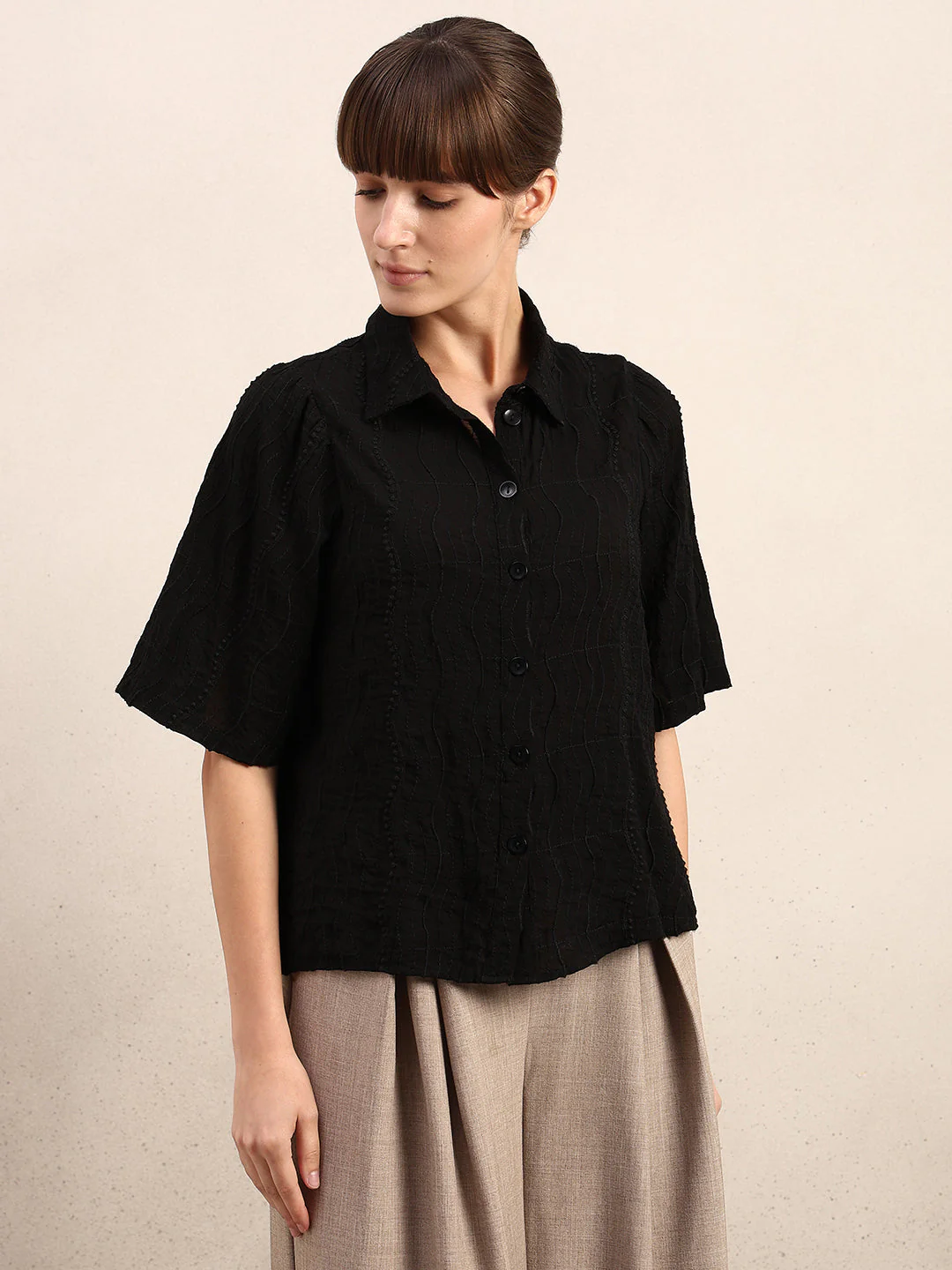 Textured Short Sleeves Shirt - Image 2