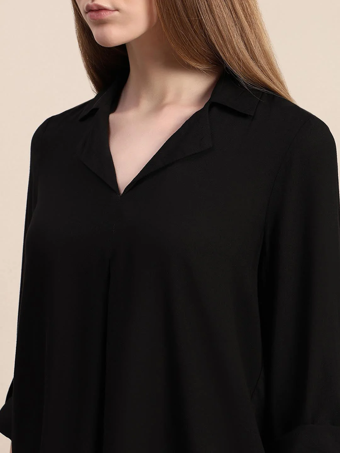 Black 3/4th Sleeves Regular Fit Shirt - Image 8