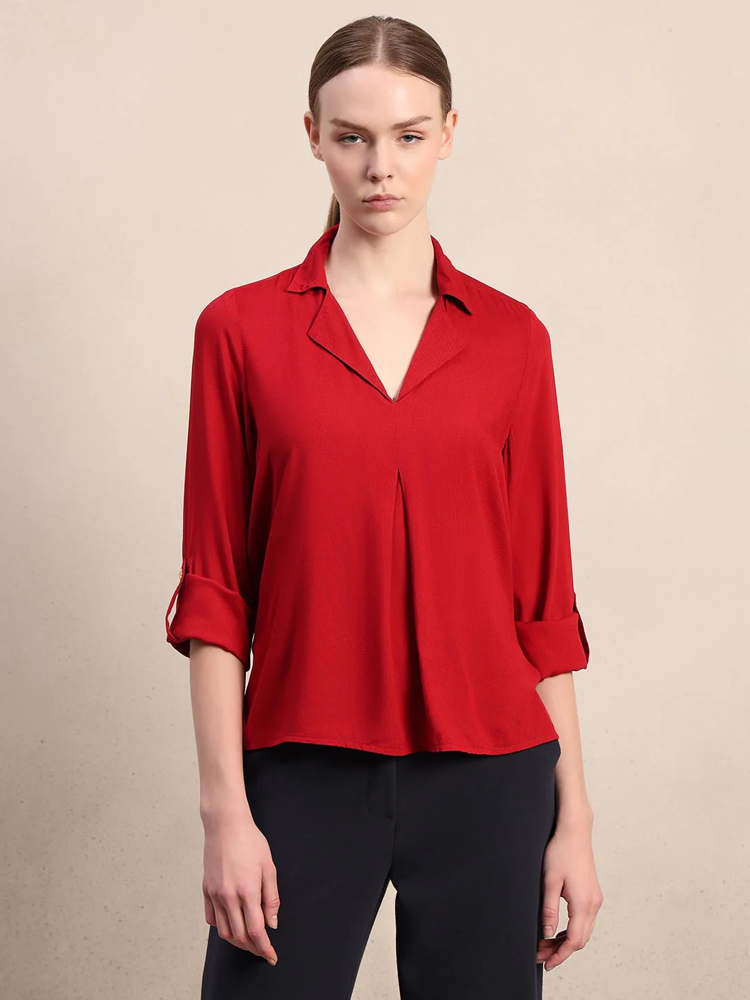 Red 3/4th Sleeves Shirt - Image 2