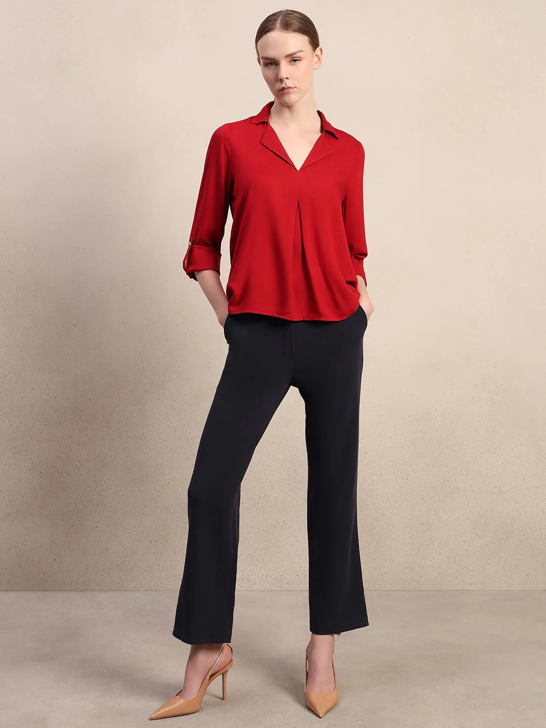 Red 3/4th Sleeves Shirt - Image 5