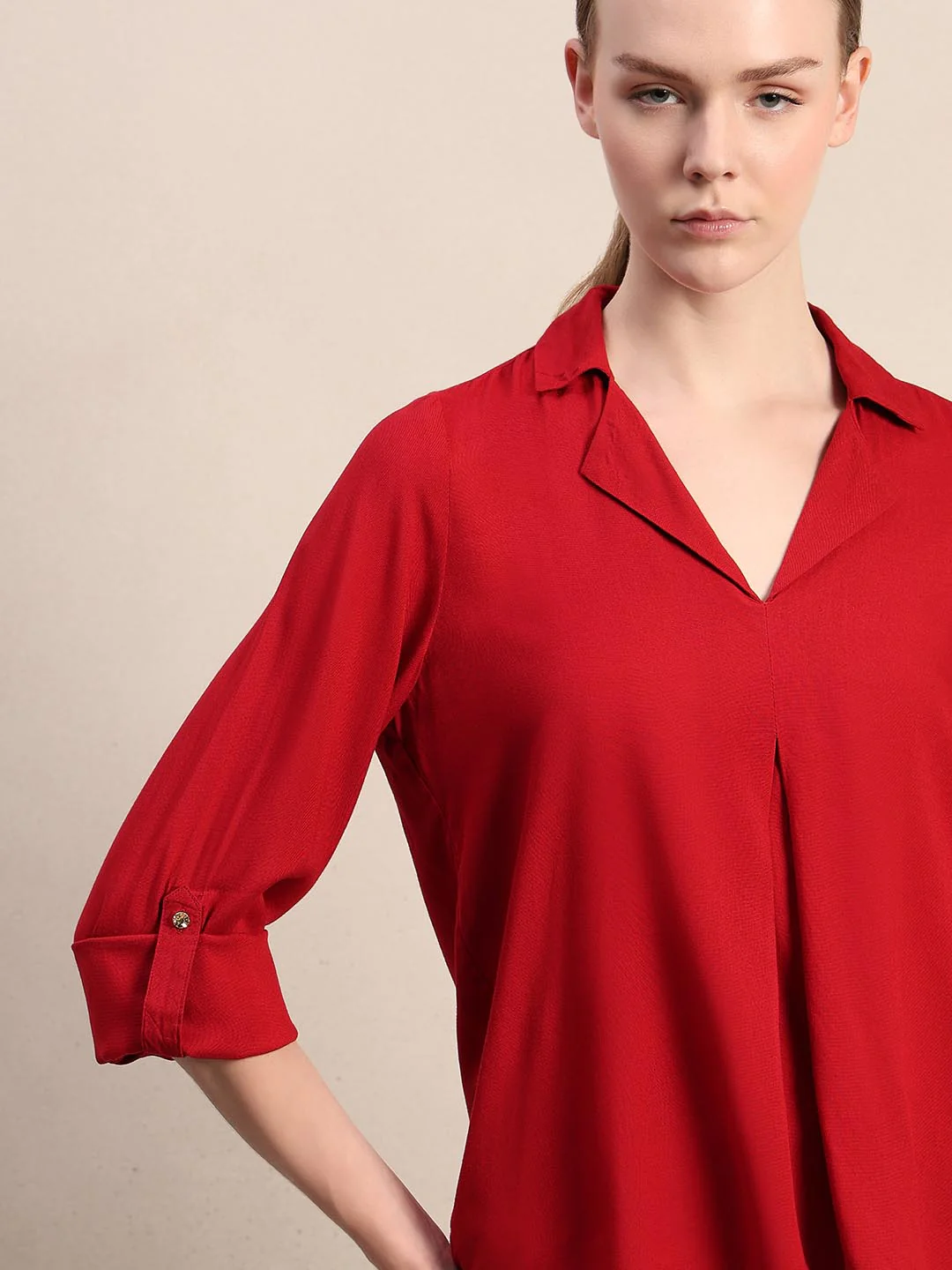 Red 3/4th Sleeves Shirt - Image 6