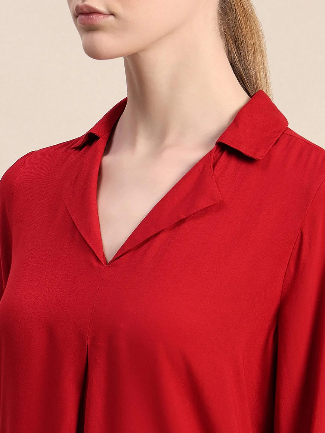 Red 3/4th Sleeves Shirt - Image 8