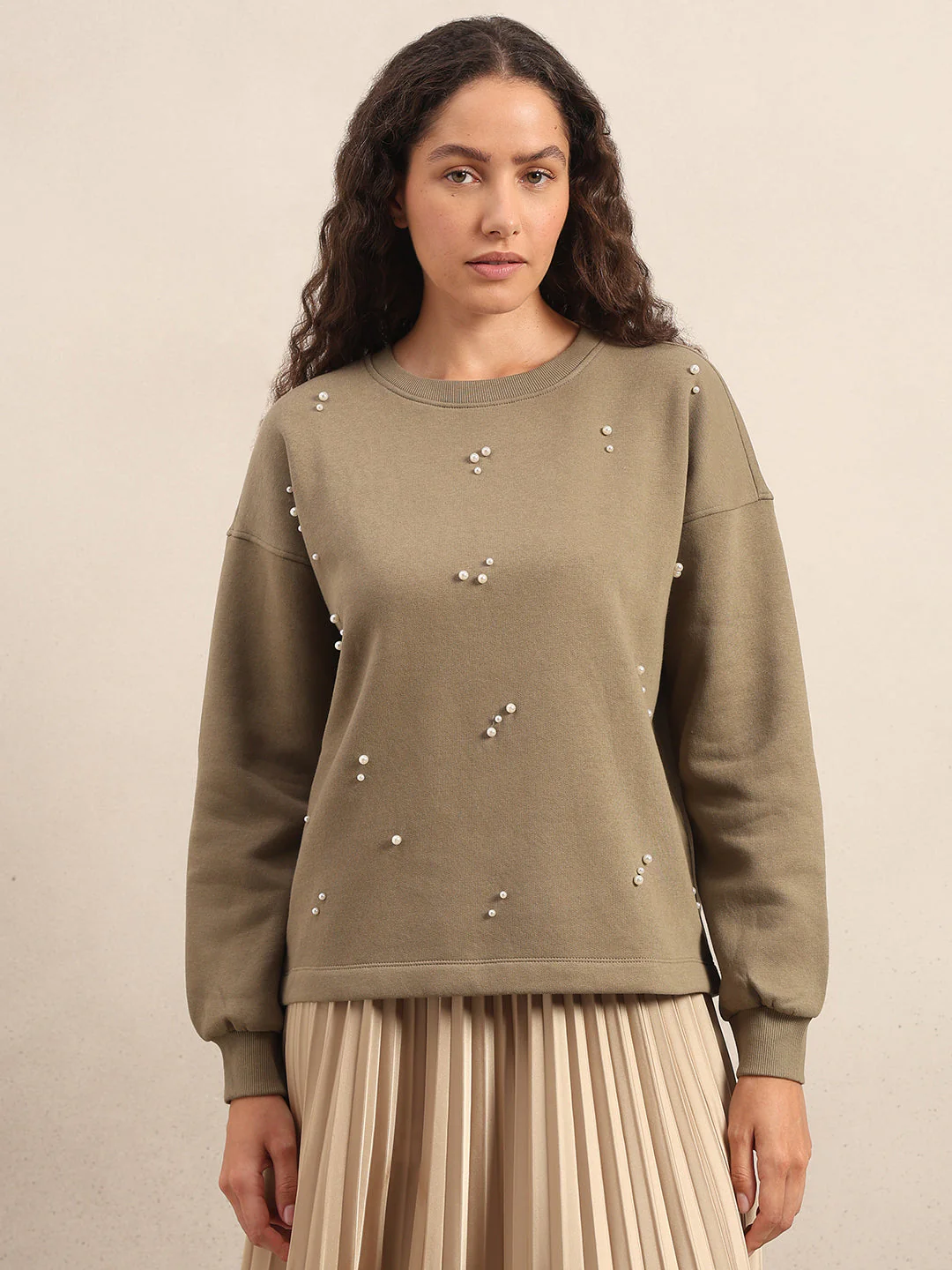 Pearl Embellished Cotton Sweatshirt - Image 2