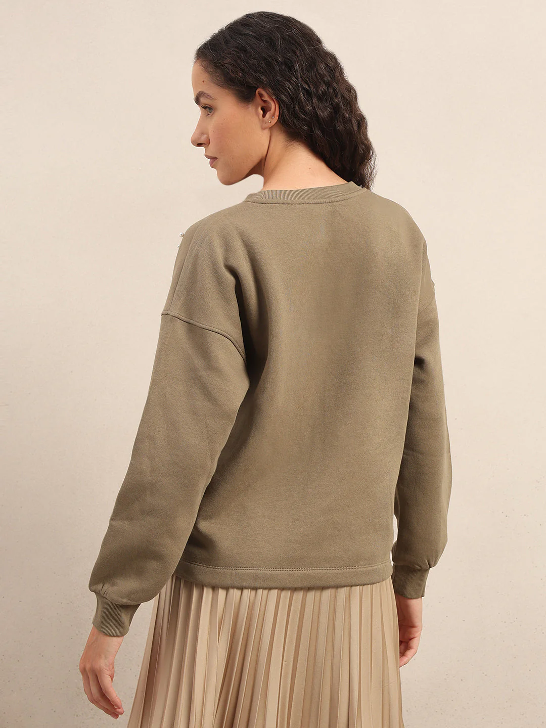 Pearl Embellished Cotton Sweatshirt - Image 4