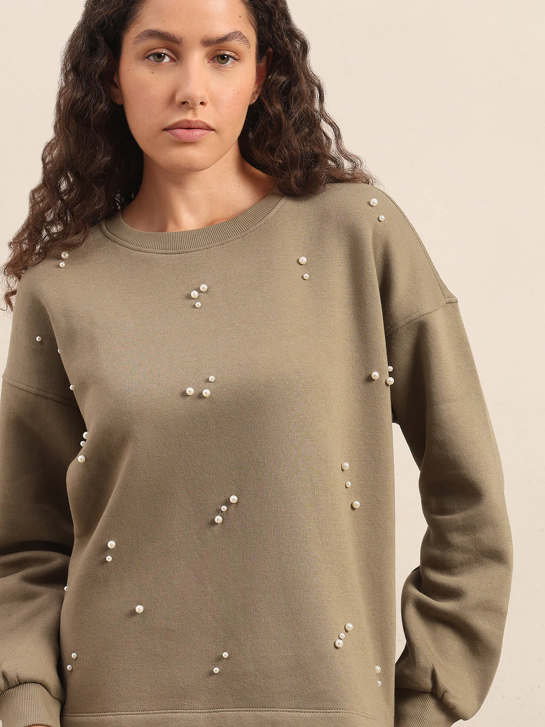 Pearl Embellished Cotton Sweatshirt - Image 6