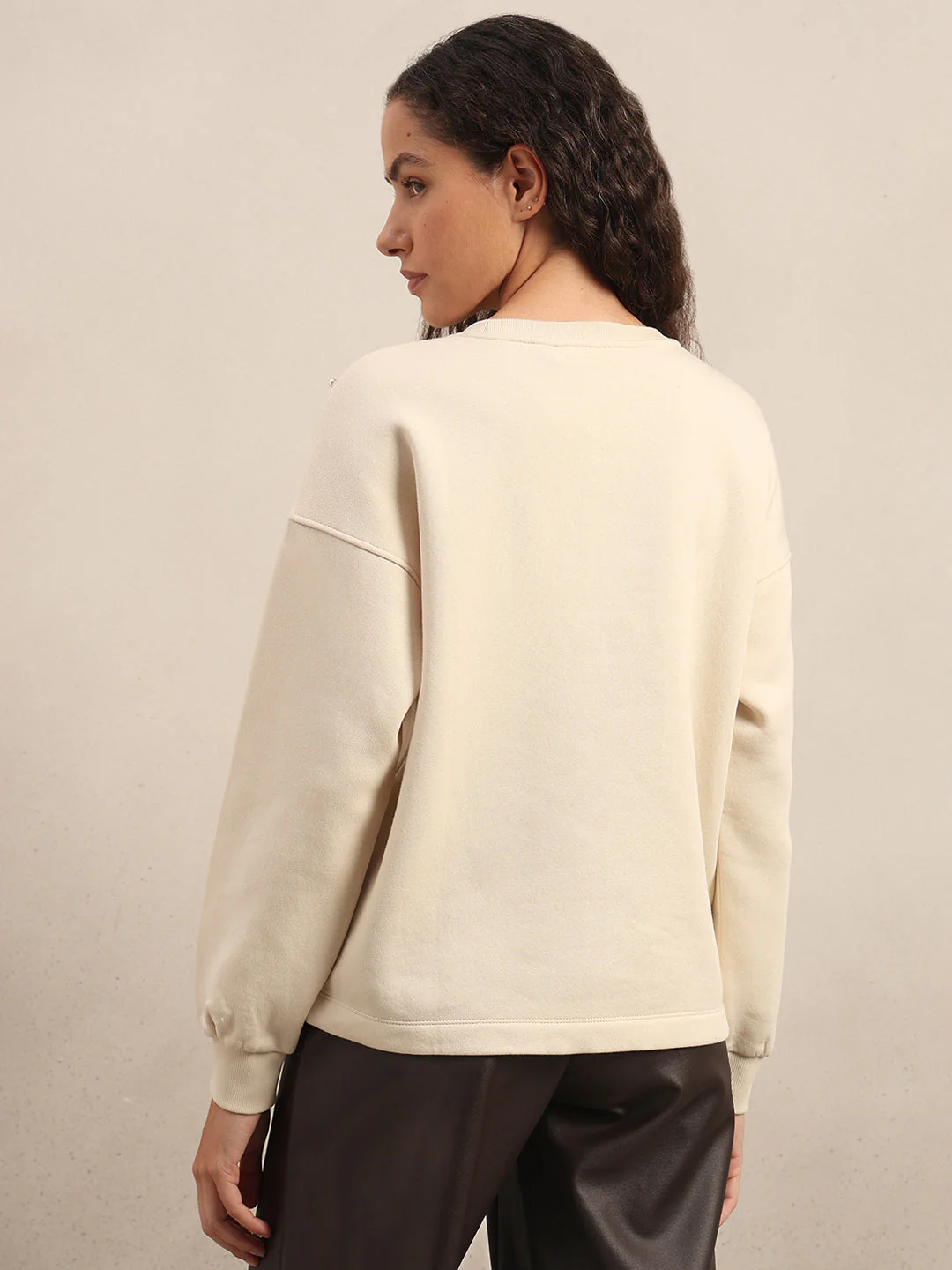 Pearl Embellished Cotton Sweatshirt - Off-White - Image 4