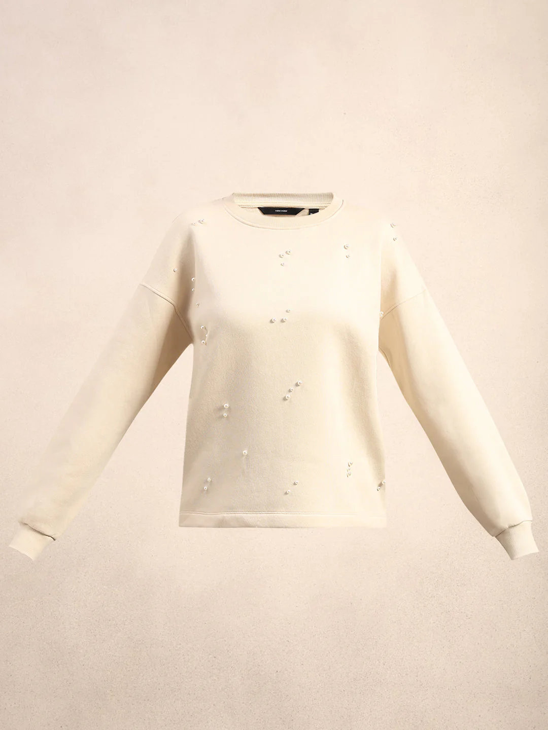 Pearl Embellished Cotton Sweatshirt - Off-White - Image 7