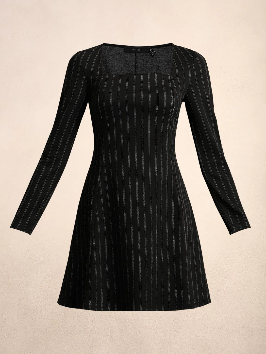 Black Striped Square Neck Dress - Image 7