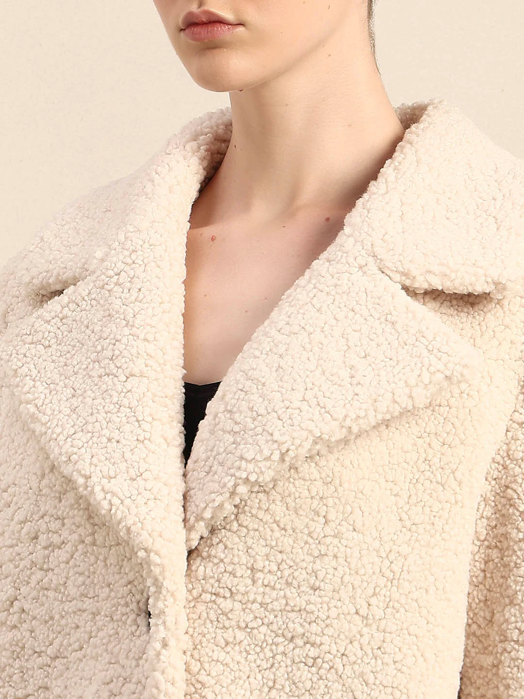 Beige Long Teddy Coat - Image 8