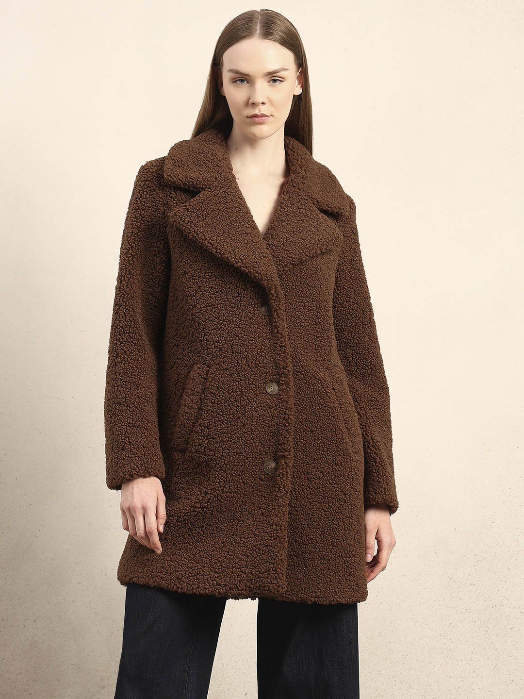 Brown Long Teddy Coat - Image 2