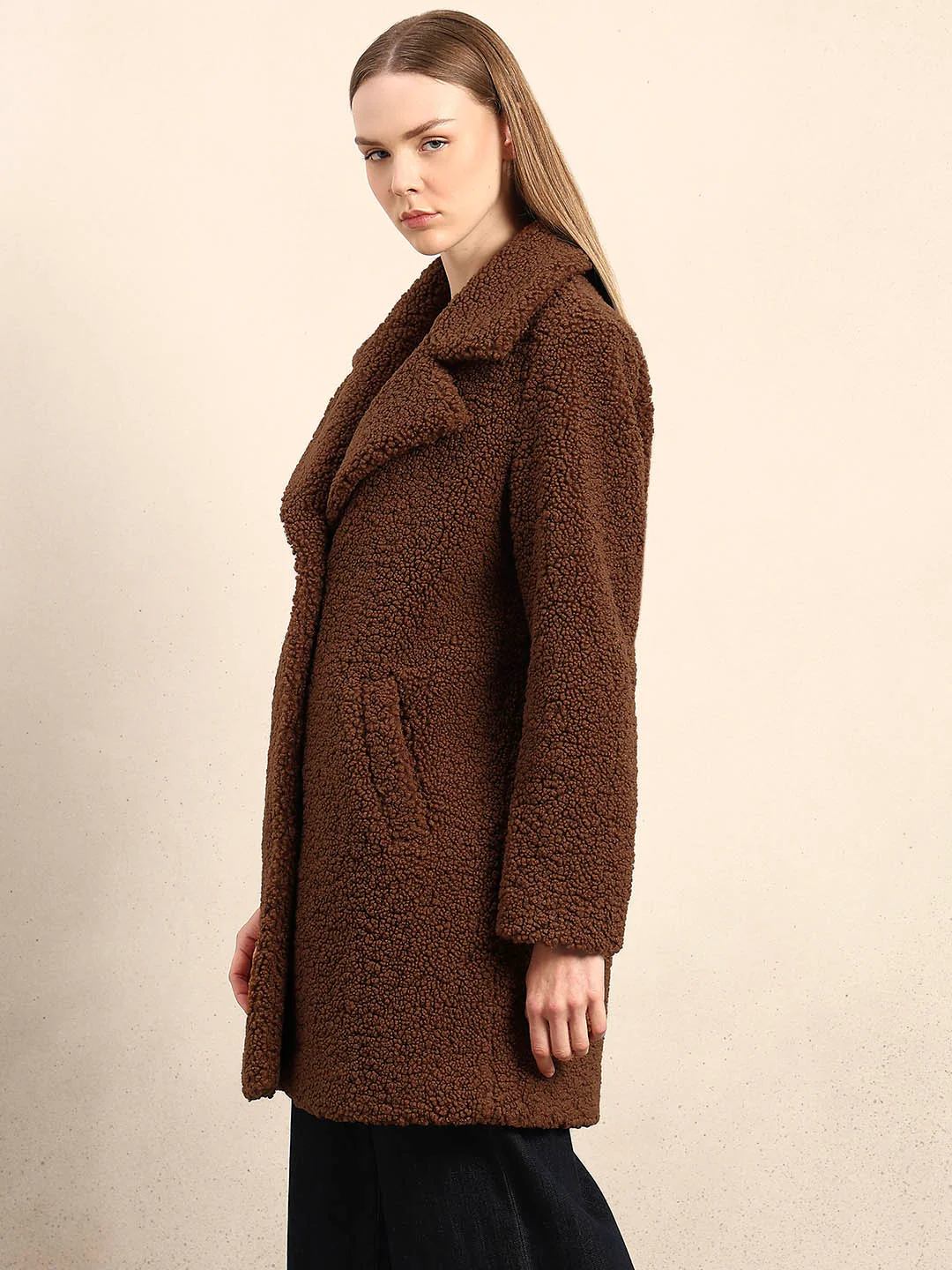 Brown Long Teddy Coat - Image 3