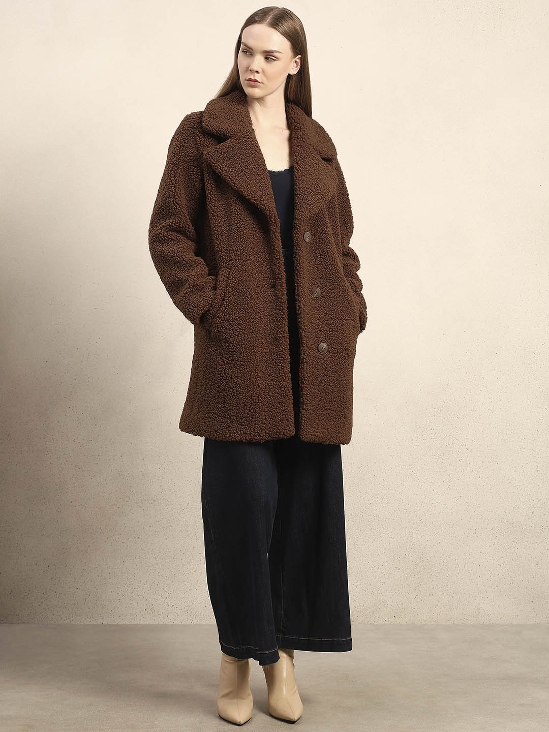 Brown Long Teddy Coat - Image 5
