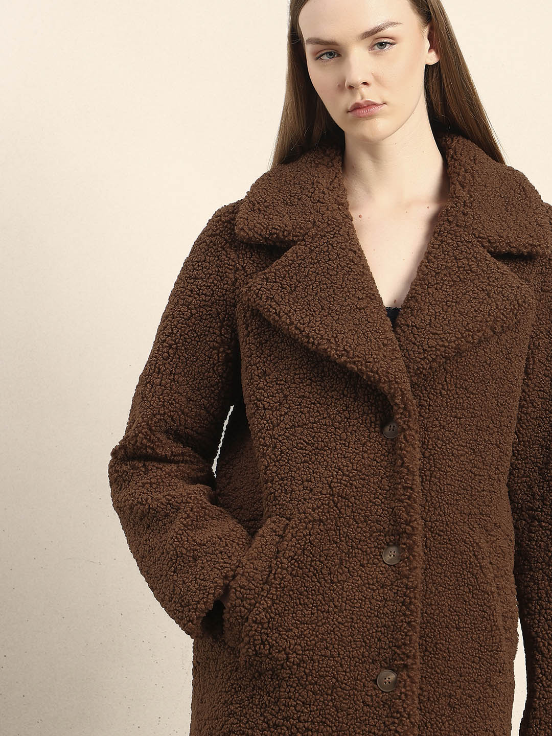Brown Long Teddy Coat - Image 6