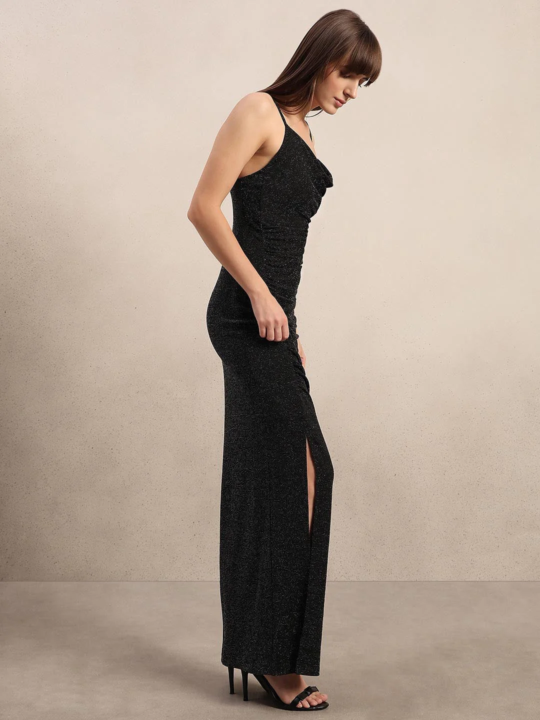 Black Shimmer Bodycon Dress - Image 3