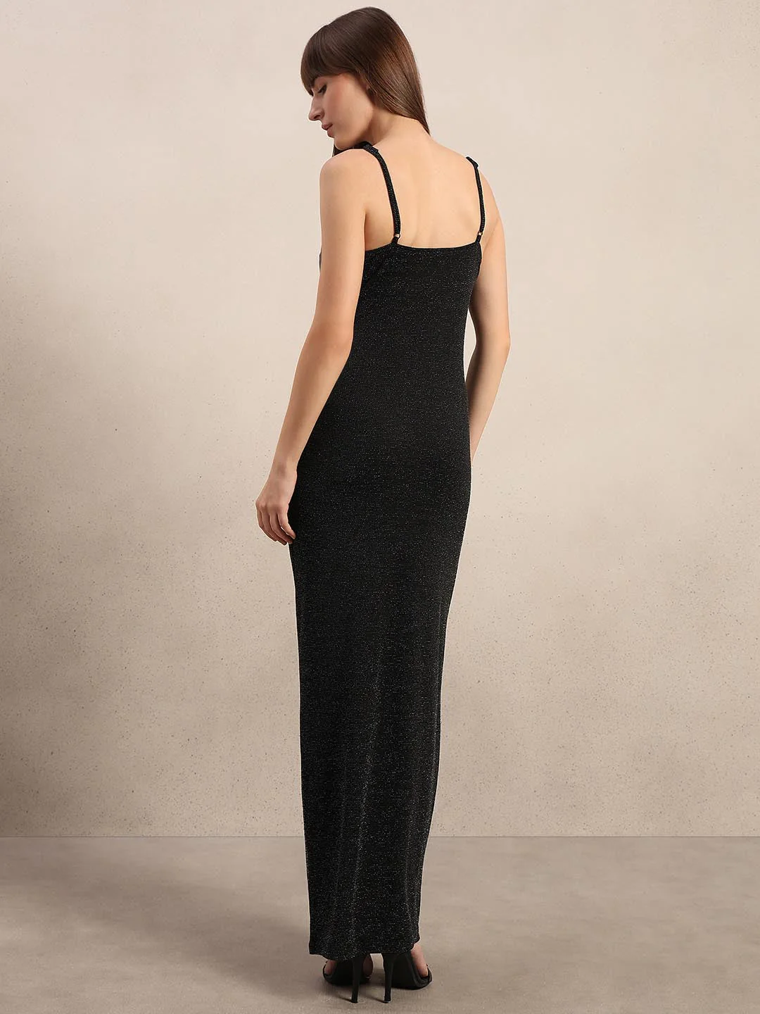Black Shimmer Bodycon Dress - Image 4
