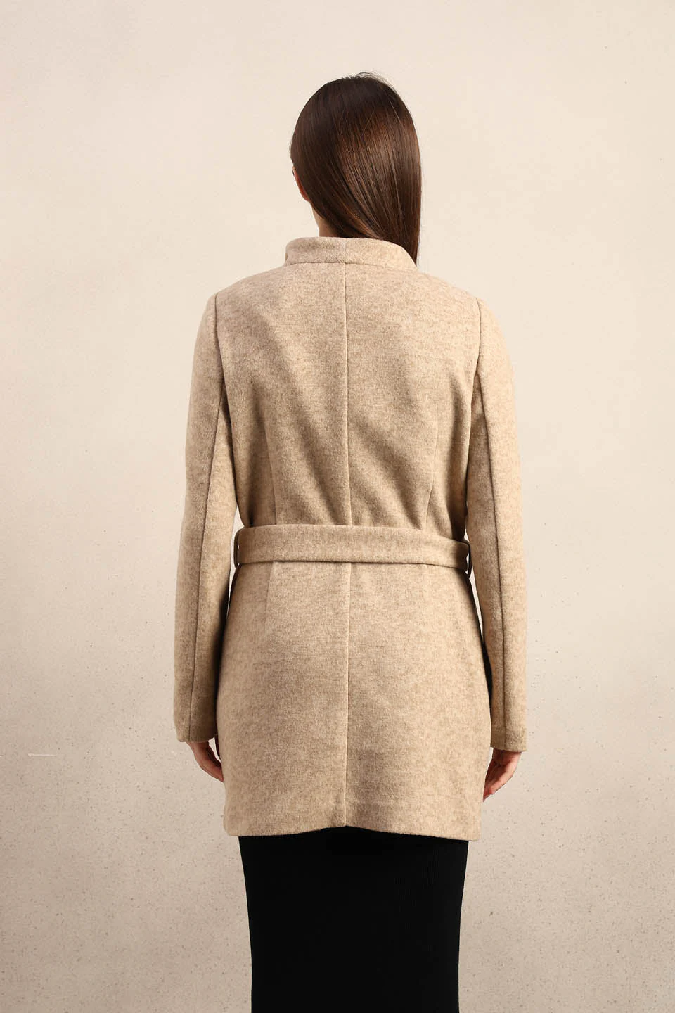 Beige Brushed Long Coat - Image 10